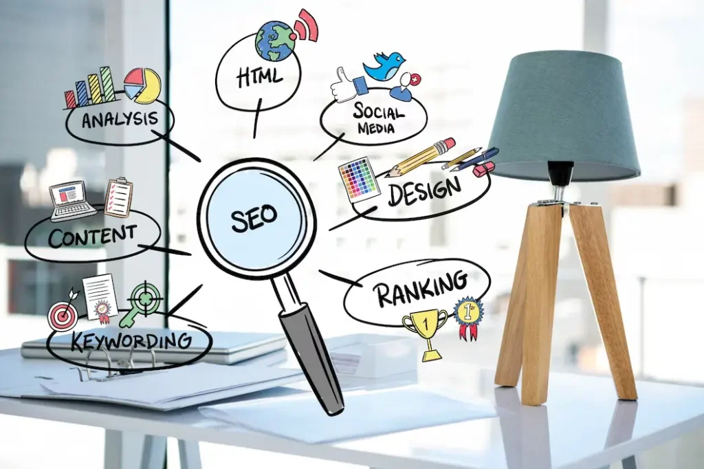 Search Engine Optimization (SEO) 2 magnifying glass with seo concepts 1134 81