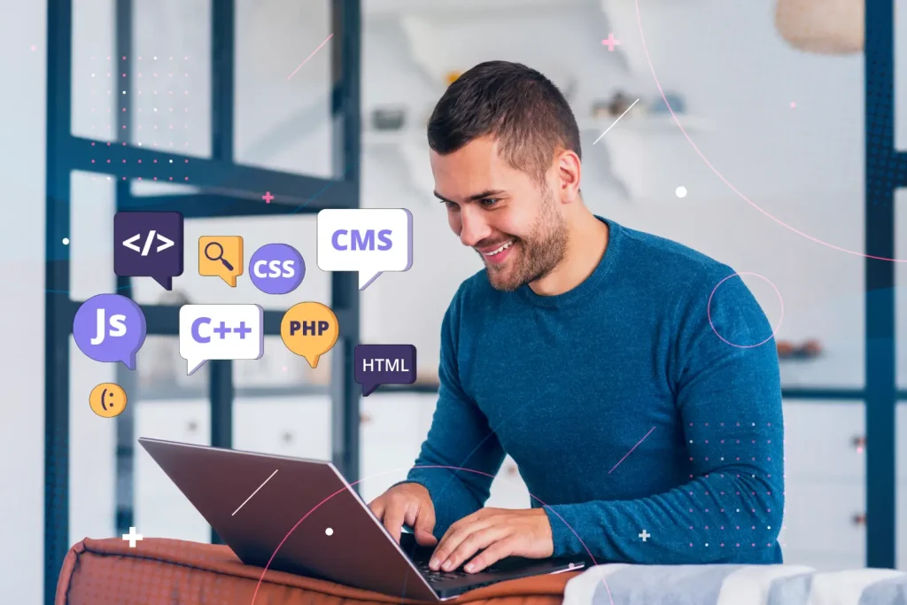 Web Design & Development 3 person front computer working html